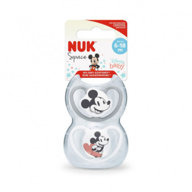 Nuk Space Chupete Mickey 6 - 18 Meses 2 Unid Gris/blanco  MAPA SPONTEX IBERICA SAU