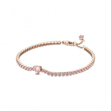 PANDORA Pulsera con un Recubrimiento en Oro Rosa de 14K Corazón Brillante 580041C01