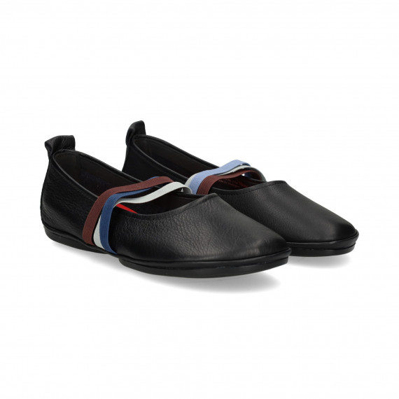 Bailarina Elasticos Multi Piel Negro  CAMPER