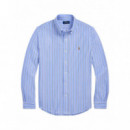 Polo RALPH LAUREN - LSFBYDSTRM4-LONG Sleeve-sport Shirt - Harbor Island Blue White - 710965556002/HARBOR Island Blue White