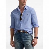 Polo RALPH LAUREN - LSFBYDSTRM4-LONG Sleeve-sport Shirt - Harbor Island Blue White - 710965556002/HARBOR Island Blue White