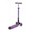 Patinete Maxi Deluxe Plegable Led Lila  M-CRO