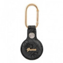 GUESS Funda Llavero Mosqueton para Localizador Airtag Negra Script