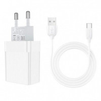 Borofone BA47A Cargador USB 18W + Cable USB-C Blanco