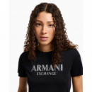 Camiseta de Corte Regular con Logotipo Metálico  ARMANI EXCHANGE