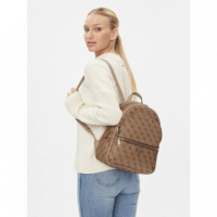 Manhattan Large Backpack Latte Logo  GUESS