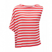 Camisetas Mujer Top SALSA JEANS Asimétrico con Rayas Rojo
