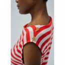 Camisetas Mujer Top SALSA JEANS Asimétrico con Rayas Rojo