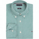 Flex Poplin Gingham Rf Shirt Nouveau Gre  TOMMY HILFIGER