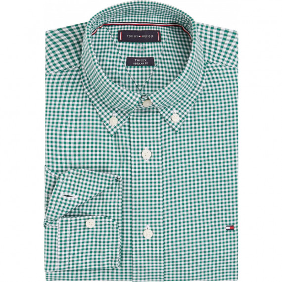 Flex Poplin Gingham Rf Shirt Nouveau Gre  TOMMY HILFIGER