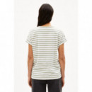 Camisetas Mujer Camiseta ARMEDANGELS Idaara Stripes White Seagreen