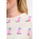 SUGARHILL BRIGHTON Camisetas Mujer Camiseta Sugarhill Maggie Off-white, Cowgirl Boots