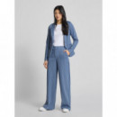 Pantalones ICHI Kate Wide Blue Pinstripe