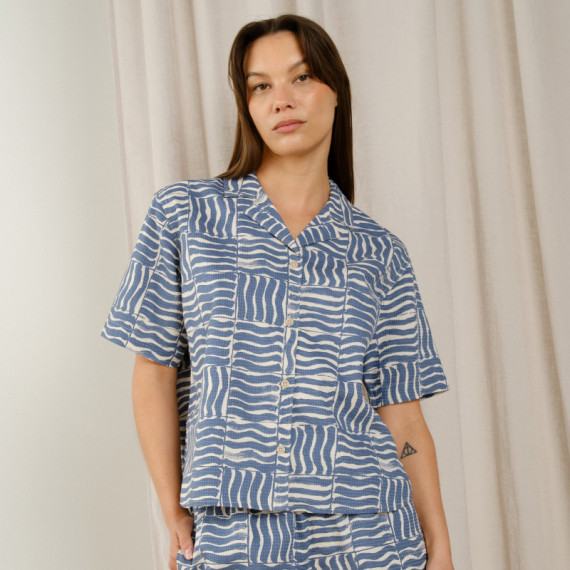 Blusas y Camisas Camisa DEDICATED Torup Wave Tiles Blue