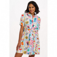 SUGARHILL BRIGHTON Vestidos Vestido Sugarhill Dessie Off White Jungle Tile