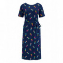 SUGARHILL BRIGHTON Vestidos Vestido Sugarhill Moira MIDI Navy Rainbow Pineapples