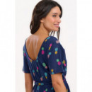 SUGARHILL BRIGHTON Vestidos Vestido Sugarhill Moira MIDI Navy Rainbow Pineapples