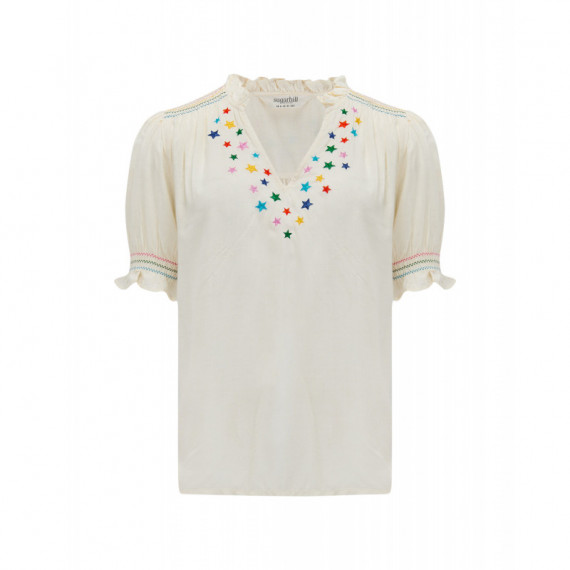 SUGARHILL BRIGHTON Blusas y Camisas Blusa Sugarhill Haydee Off White Rainbow Stars