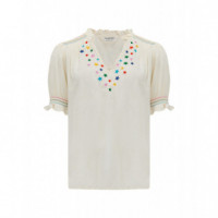 SUGARHILL BRIGHTON Blusas y Camisas Blusa Sugarhill Haydee Off White Rainbow Stars
