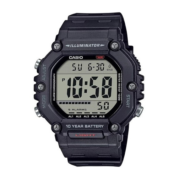 CASIO Coleccion AE-1600H-1AVEF Reloj Digital,correa Resina NEGRA,CRONOMETRO,5 Alarmas,resist Agua