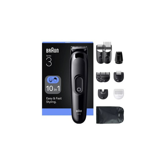 BRAUN Afeitadora de Barba, Cortapelo 10 en 1 Series 3 Aio 3560 Recargable