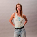 Camiseta de Tirantes a Rayas de Canalé con Logo Gráfico  CALVIN KLEIN