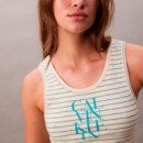 Camiseta de Tirantes a Rayas de Canalé con Logo Gráfico  CALVIN KLEIN