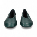 Costura Talon Bailarina Piel Verde  CAMPER