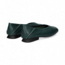 Costura Talon Bailarina Piel Verde  CAMPER
