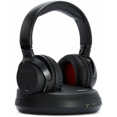 AIWA Auricular de Casco Inalambrico para TV WHF-880MKII Negro con Base de Carga