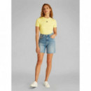 Washed Woven Label Rib Fit Tee Muted Lim  CALVIN KLEIN