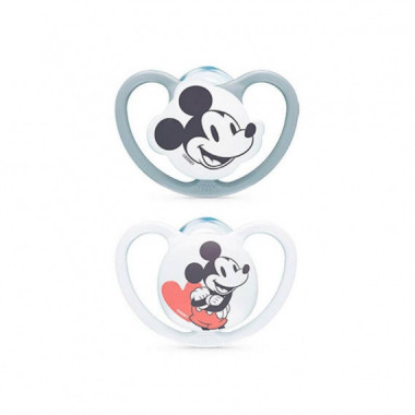 Nuk Space Mickey Chupete  18 - 36 Meses 2 Unid Gris/blanco  MAPA SPONTEX IBERICA SAU
