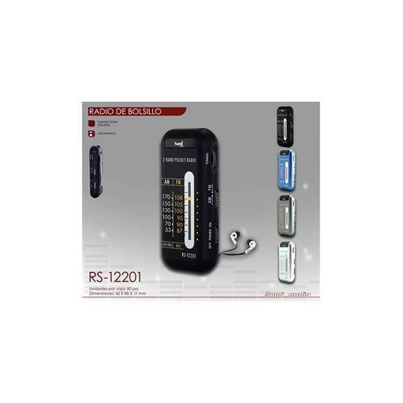 SAMI RS-12201 Radio Bolsillo Ultra Slim Am/fm con Auriculares
