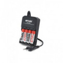 Arcas Cargador de Pilas Aa/aaa Ni-mh Ni-cd Recargable con 4X Pilas Aa 2700MAH CAR310 Carga Individua  LALO