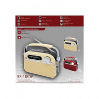 SAMI Radio Portatil Am/fm/sw RS-11809 Retro Bluetooth,micro Sd,usb,aux In Diseño Madera Rojo