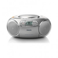PHILIPS Reproductor Radio CD Portatil AZ127 Plata Aux In