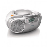 PHILIPS Reproductor Radio CD Portatil AZ127 Plata Aux In