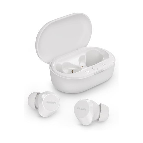 PHILIPS Auricular BLUETOOTH Inalambrico con Base Cargadora TAT1209WT Blanco Resistent Al Agua