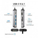 VENTION Hub 9 en 1 Tipo C/m a 2XUSB/1XTIPO C/1X RJ45/1XHDMI Lector Micro Sd y Sd/jack 4K Thahb