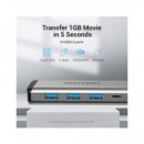 VENTION Hub 9 en 1 Tipo C/m a 2XUSB/1XTIPO C/1X RJ45/1XHDMI Lector Micro Sd y Sd/jack 4K Thahb