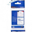 BROTHER Cinta Textil Especial 18MM Texto Azul sobre Fondo Blanco. Ancho: 18 Mm. Longitud: 3 M