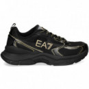 DEPORTIVO PIEL+MALLA ORO+NEGRO