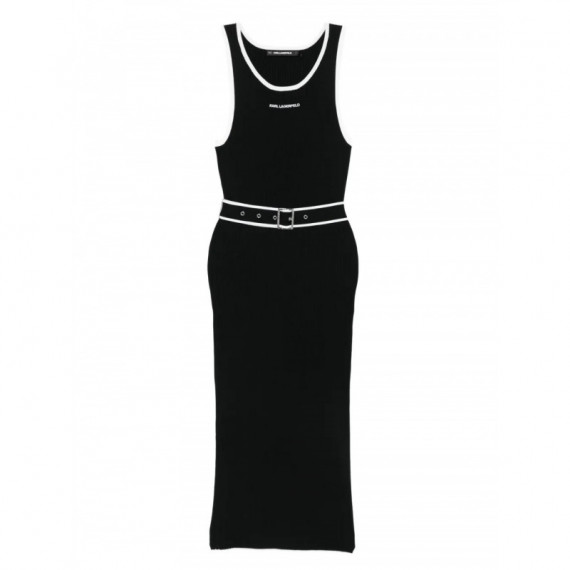 KARL LAGERFELD - Sleeveless Logo Knit Dress - 999 - A3W13039/999