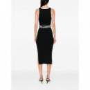 KARL LAGERFELD - Sleeveless Logo Knit Dress - 999 - A3W13039/999