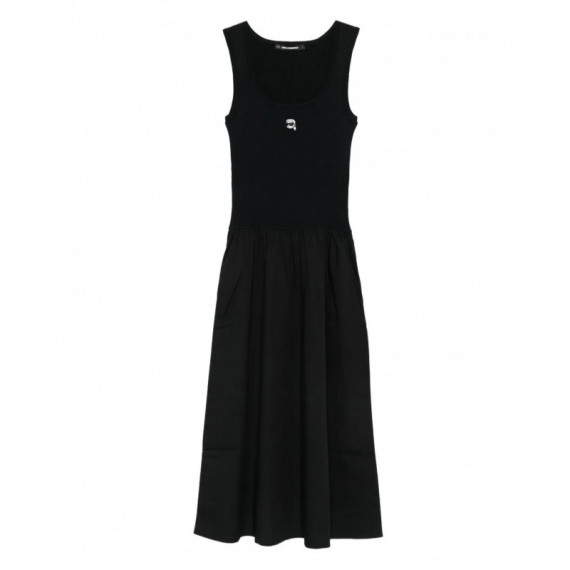KARL LAGERFELD - Ikon Fabric Mix Knit Dress - 999 - A3W13037/999
