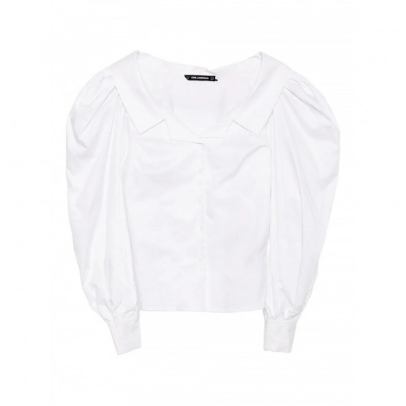 KARL LAGERFELD - Off Shoulder Poplin Shirt - 100 - A3W11042/100