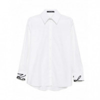 KARL LAGERFELD - Signature Cuff Poplin Shirt - 100 - A3W11023/100