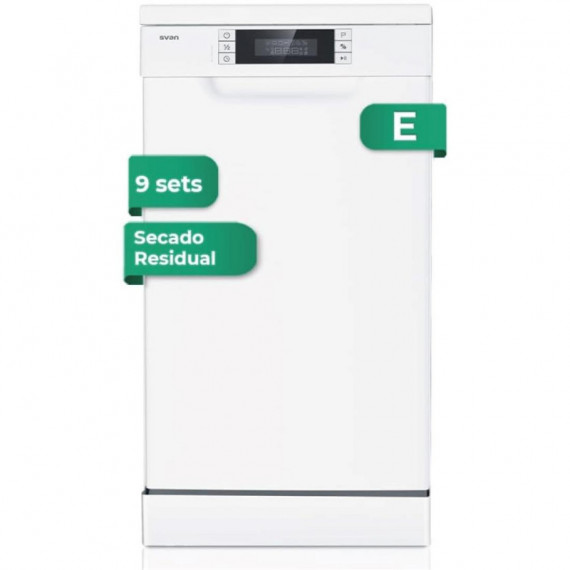 SVAN SJ94500ED Lavavajillas  45 Cm 9 Sets E Blanco Display Led