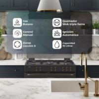 SVAN SKGW5900RN Cocina Gas Ancho 90 Cm Rústico Negro