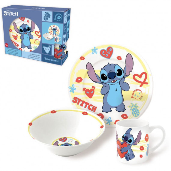 Set Merienda de Stitch Aloha con Cuenco, Plato y Taza  PYRAMID